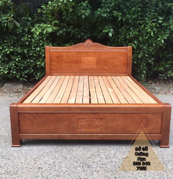 Giường Gỗ Xoan Đào 1m6  Mẫu Nữ Hoàng - Vạt 