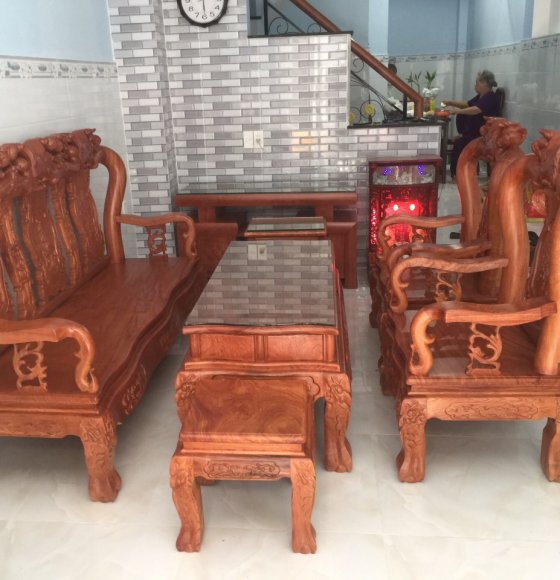 Salon gỗ Hương Đá tay 12 mặt liền 3F giao khách ( Quang Trung - Gò Vấp )