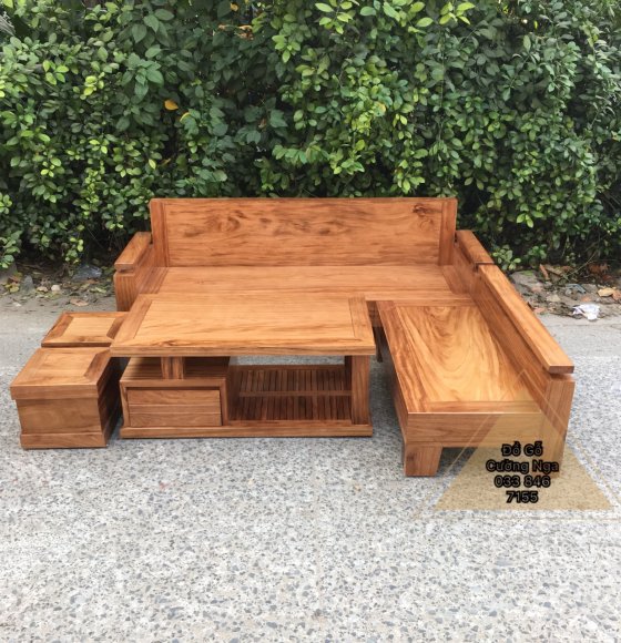 Bộ Bàn Ghế Sofa  Gỗ Hương Xám 2mx1m8 - Tay Vuông