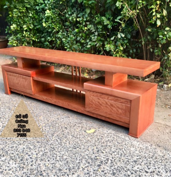 Kệ Tivi gỗ Xoan Đào  Mẫu Nhật Trơn 2m