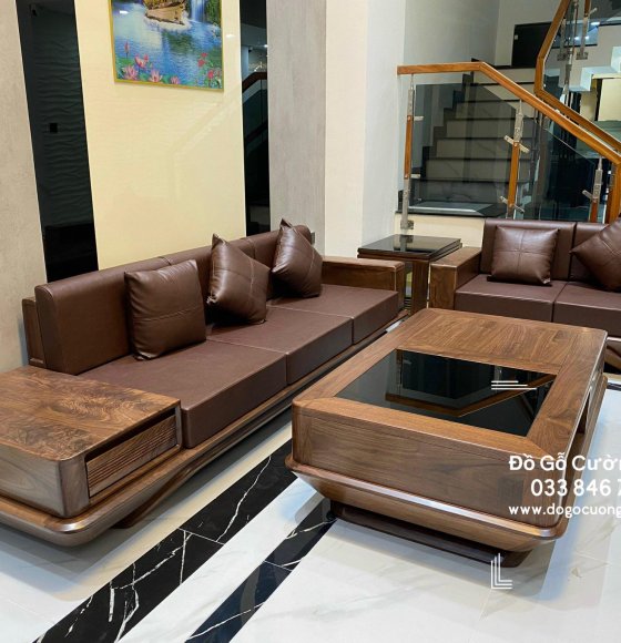 Bàn Ghế Sofa Gỗ Óc Chó Sang Trọng Tinh Tế 