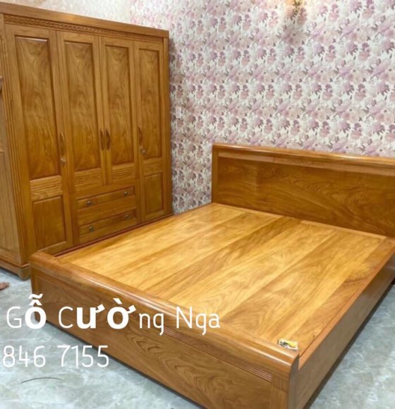 Bộ phòng ngủ giường tủ áo gỗ Gõ Đỏ giao khách tại Gò Vấp