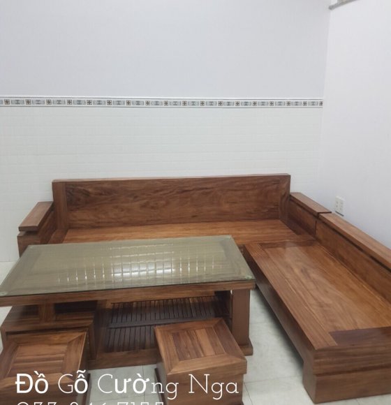 Bộ salon góc gỗ Hương Xám 2m3x1m9  giao khách hàng tại P.Hiệp Thành - Q12