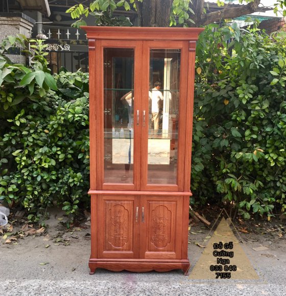 Tủ Rượu Vuông 80cm Gỗ Xoan Đào 