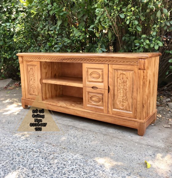 Kệ Tivi Gỗ Hương Xám Mẫu Quẩy 1m6 và 1m8 