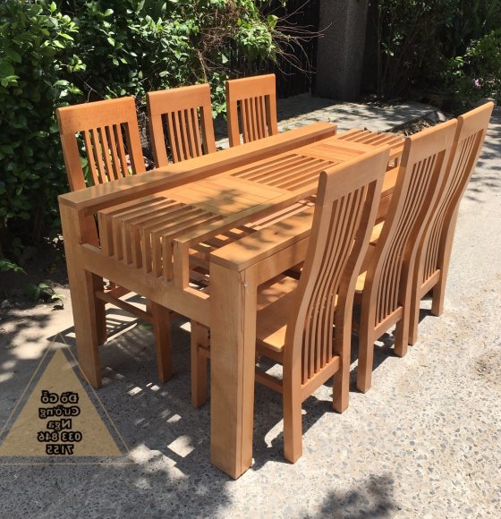 Bộ Bàn Ăn Gỗ Sồi Đức 6 Ghế 80x1m6