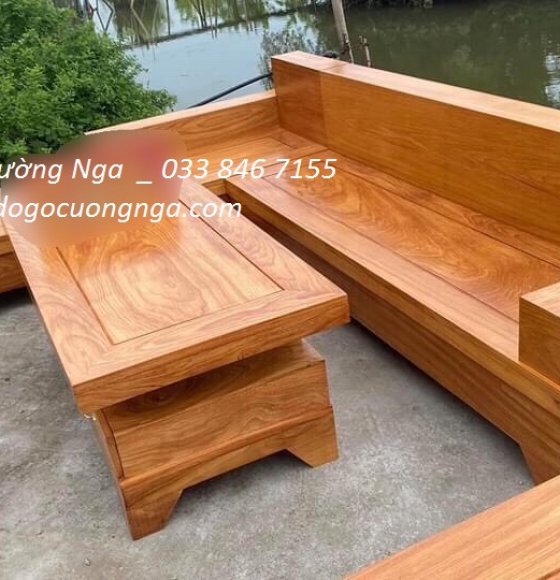 Bộ Bàn Ghế Sofa Tay Trứng Gỗ Gõ Đỏ 