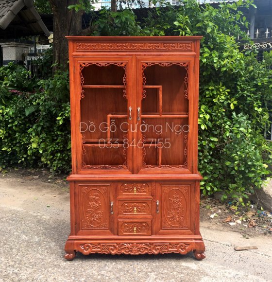 Tủ Rượu Vuông 1m2 Gỗ Hương Đá