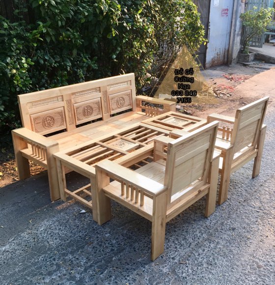 Salon Gỗ Sồi Nga Mẫu Phúc Lộc Thọ Tay 12