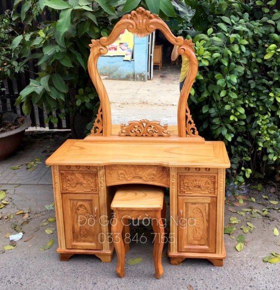 Bàn Trang Điểm Gỗ Gõ Đỏ Mẫu SÒ 1m1 