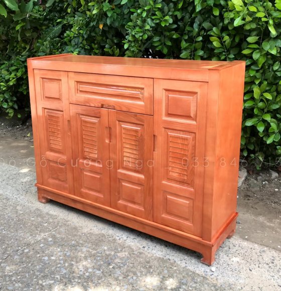 Tủ Giày Dép Gỗ Sồi Nga 4 cánh Lá Sách