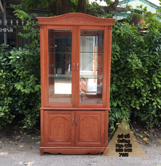Tủ rượu gỗ xoan đào vuông 1m07 và 1m27 phào cong hiện đại giá rẻ 