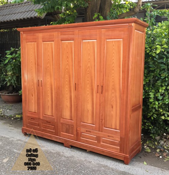 Tủ Aó Gỗ Xoan Đào 5 Cánh - 2m3