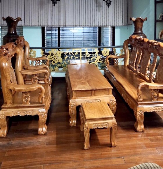Salon gỗ Hương đá tay 12 giao khách - Quận 12