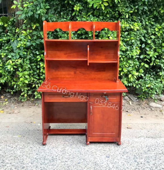 Bàn Học Gỗ Thông Kèm Kệ Sách 