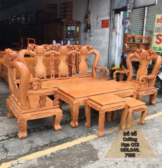 Salon Gỗ Gỗ Đỏ Mẫu Đào Tay 12