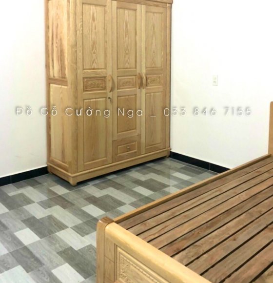 Tủ quần áo gỗ sồi nga 3 cánh mẫu đồng tiền đẹp 