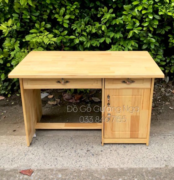 Bàn Làm Việc Gỗ Thông Ghép Màu Tự Nhiên 