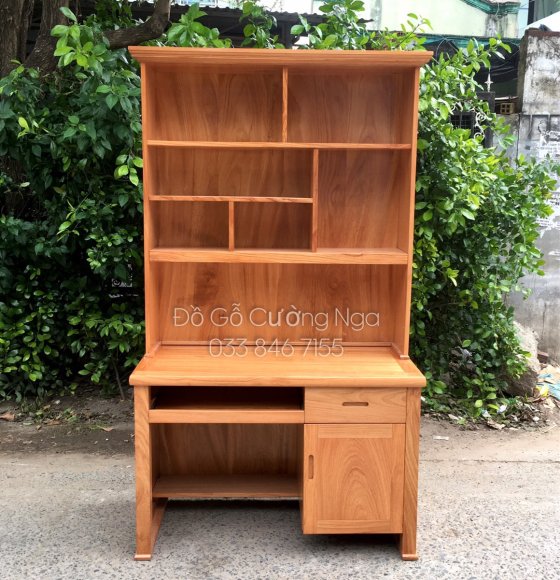 Bàn Học Sinh Gỗ Gõ Đỏ Kèm Giá Kệ Sách