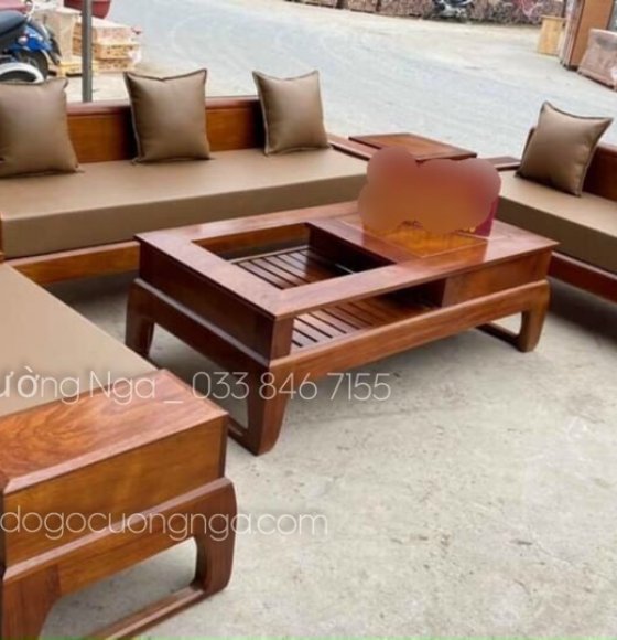 Sofa Gỗ Gõ Đỏ Kèm Nệm Cao Cấp 