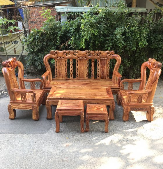 Salon Gỗ Hương Loang Trạm Đào Tay 12 