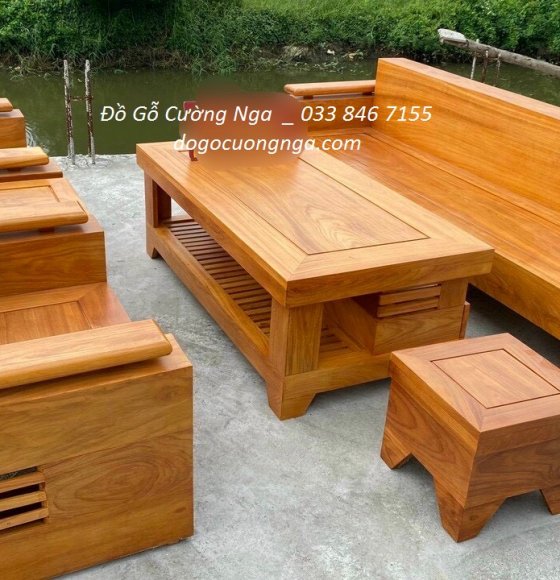 Bộ Bàn Ghế Salon Đồi Hộp Gỗ Gõ Đỏ 