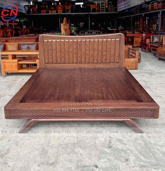 Giường Ngủ Gỗ Óc Chó Kiểu Nhật Mẫu Trám Đẹp Chất Lượng