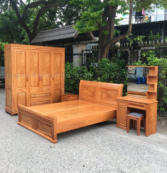 Combo phòng ngủ gỗ gõ đỏ GĐ 0.17