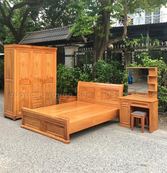 Combo phòng ngủ gỗ gõ đỏ GĐ 0.22