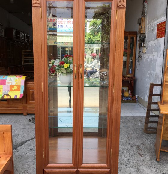 Tủ  Rượu Vuông 80 Liền Khối - Gỗ Xoan Đào 