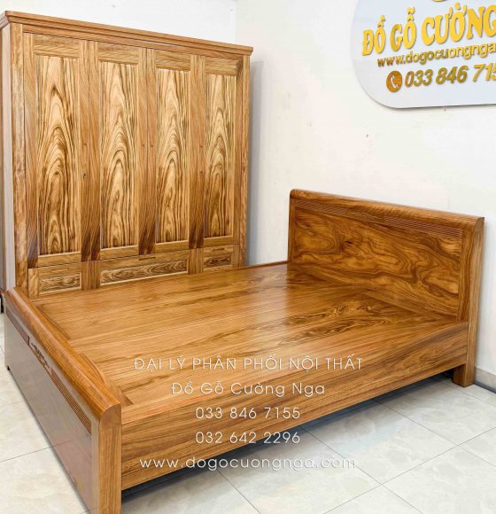 Combo Phòng Ngủ Gỗ Hương Xám 2 Chi Tiết Hiện Đại Cao Cấp