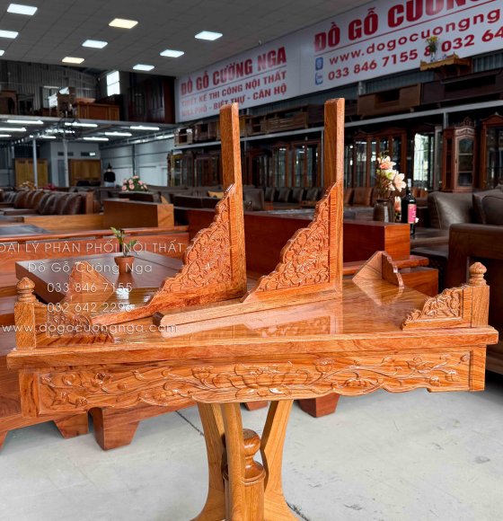 Bàn Thờ Treo Tường Gỗ Hương Đá Chạm Sen