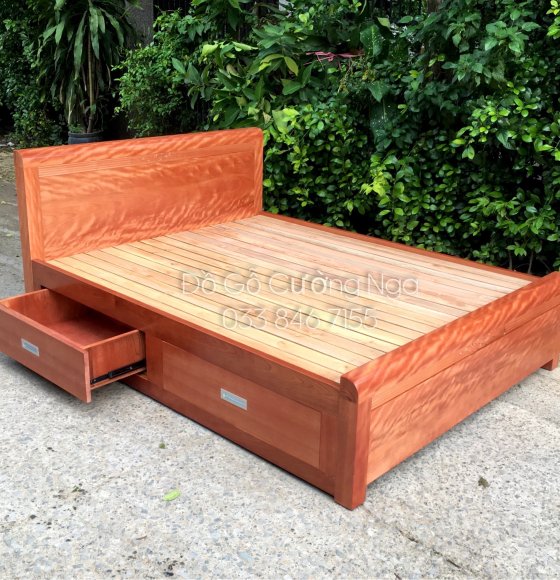 Giường Ngủ Ngăn Kéo Gỗ Xoan Đào Vạt Lan Giá Rẻ Đẹp 