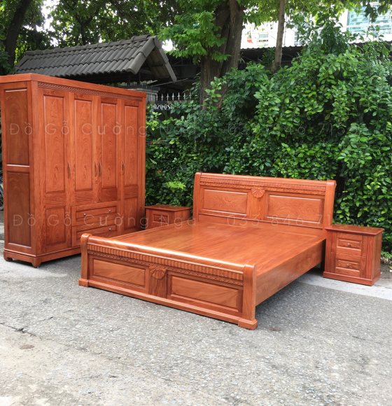 Bộ Combo Nội Thất Phòng Ngủ Gỗ Hương Đá 175.5