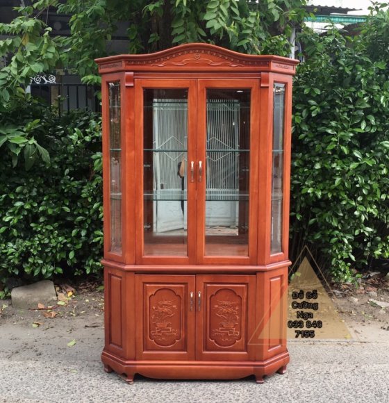 Tủ rượu gỗ xoan đào 1m27 - kiểu lục lăng cao cấp 