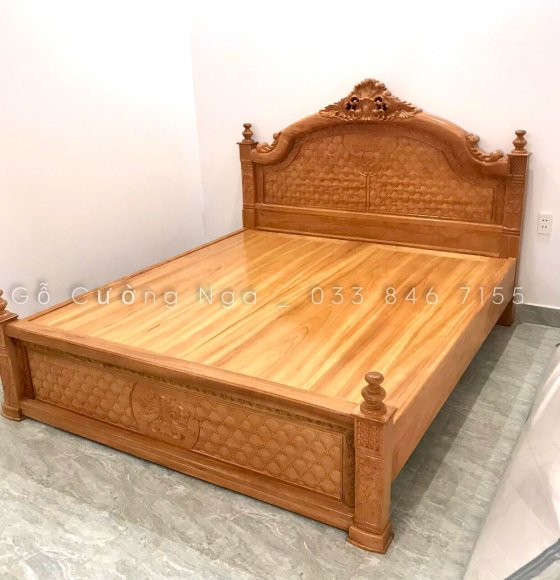 Giường Ngủ Gỗ Gõ Đỏ Mẫu Gấm GN 142,1