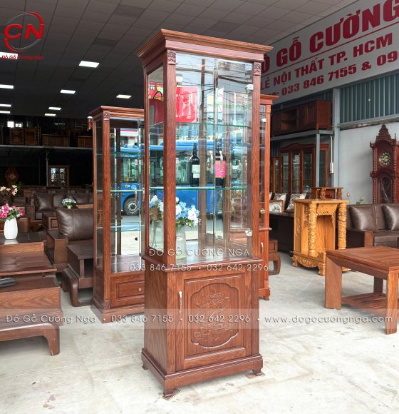 Tủ Rượu Gỗ Sồi Nga Màu Óc Chó Vuông 65cm