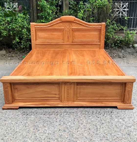 Giường Gỗ Gõ Đỏ 1m6 Vạt Phản Liền