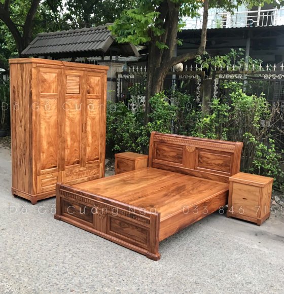 Combo Phòng Ngủ Gỗ Hương Xám - Mẫu Quạt 16