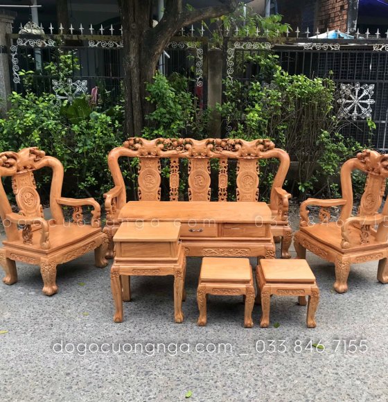 Salon gỗ gõ đỏ tay 10 7 món mặt tràn 3F ( Hàng Đặt ) 
