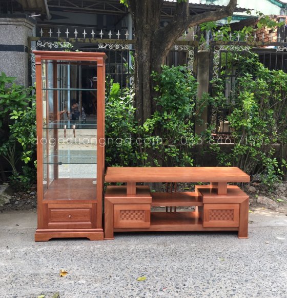Tủ Kệ Trang Trí Gỗ Xoan Đào 2m2 