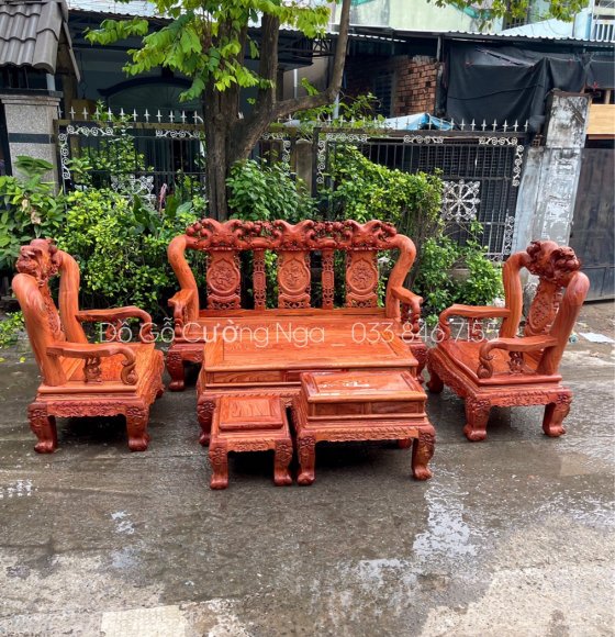 Salon Gỗ Hương Đá Tay 14 - 6 Món Trạm Đào 