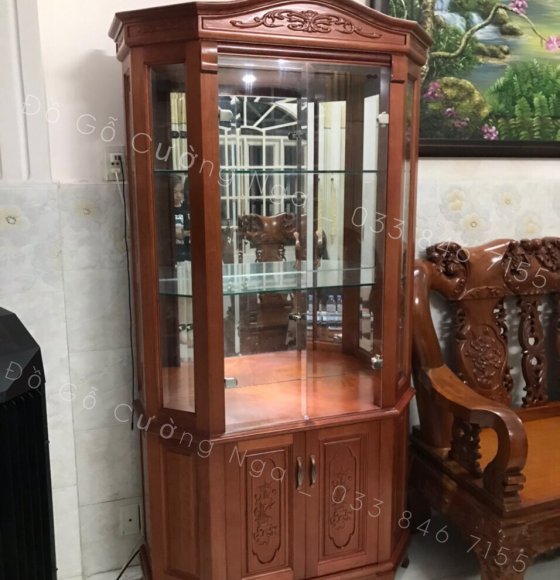 Tủ Rượu Lục Lăng 1m Gỗ Xoan Đào - giao khach Tân Bình 