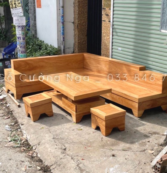 Bộ Sofa Gỗ Gõ Đỏ Đóng Hộp 2m82x2m12- Vế Phải 