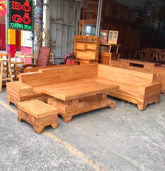 Bộ Sofa Gỗ Gõ Đỏ Đóng Hộp 2m82x2m12 - Vế Phải 