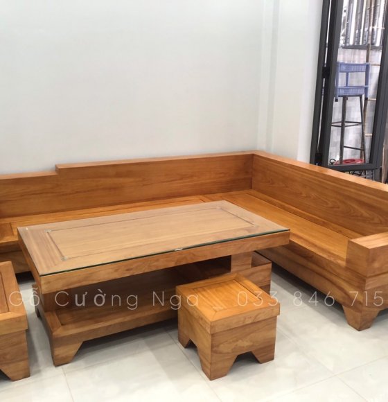Bộ Sofa Gỗ Gõ Đỏ Đóng Hộp 2m8x2m1 - Vế Phải ( giao khách hàng tại Quận 7 )