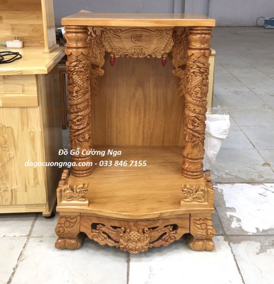 Bàn Thờ Ông Địa Thần Tài Gỗ Gõ Đỏ 60x98cm 