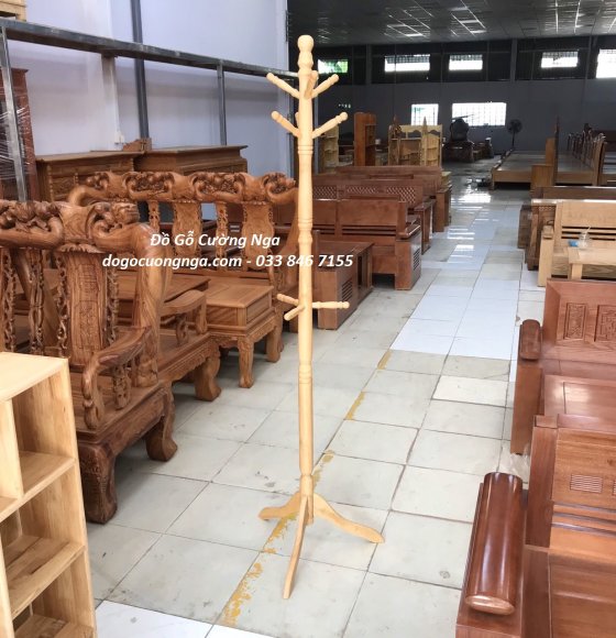 Cây treo đồ gỗ cao su - màu tự nhiên 