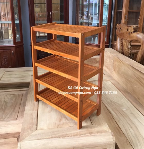 Kệ dép gỗ cao su 5 tầng - màu 