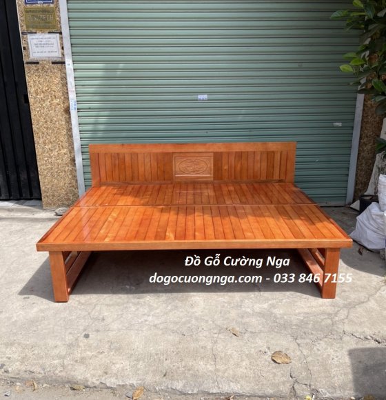 Giường gấp gỗ sồi chân cao tiện lợi cho người già và bà bầu